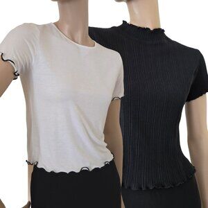 Heart & Hips + eyeshadow Short Sleeve Shirts 2pc SZ M Black & White